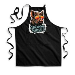 Napszemcsis Karcsi kötény FEKETE